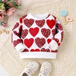 Baby Girl Allover Leopard Heart Print Long-sleeve Sweatshirt Red