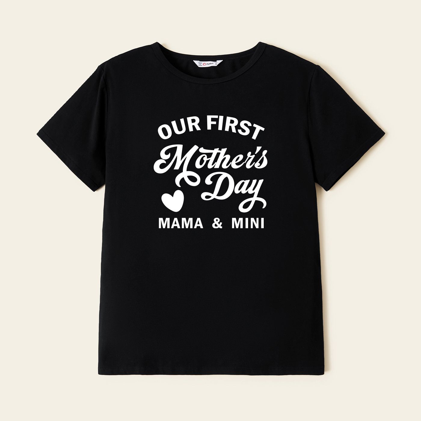 Mother's Day Mommy and Me Black Short Sleeves Letter Printed Festival Celebration Tops