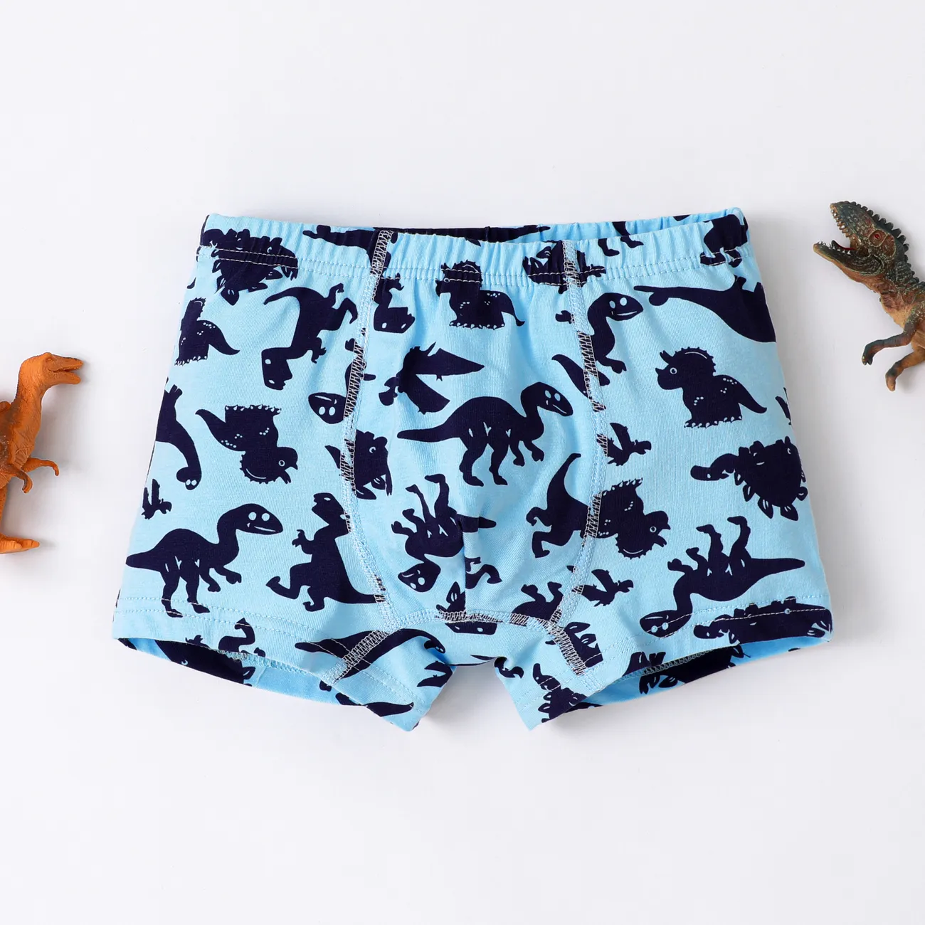 Dinosaur 4pcs Boy Underwear Set, Childlike Animal Pattern Tight Cotton Chlorofibre, Machine Wash White big image 1