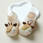 Calcetines de piso de algodón antideslizante con apliques de animales para bebés / niñas pequeñas Caqui