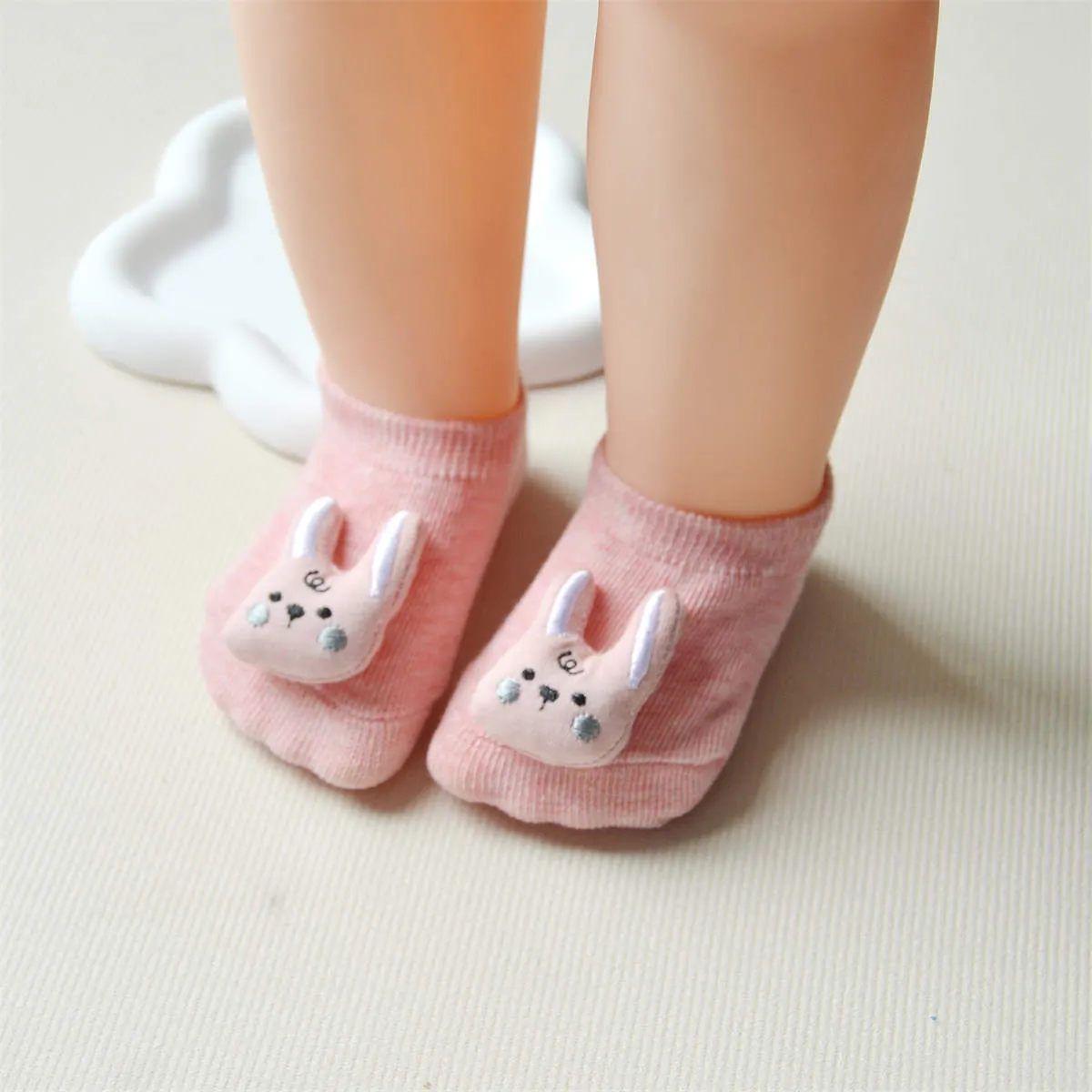 Bebê / Criança Menina Animal Applique Anti-Slip Meias de Chão de Algodão Rosa big image 1