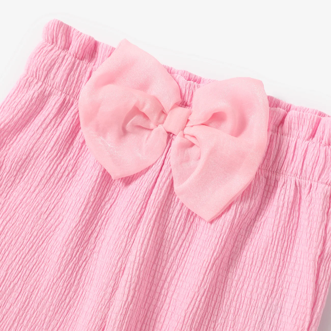 Toddler Girl 2pcs Mesh Spliced Top and Ruffled Pants Set Pink big image 1