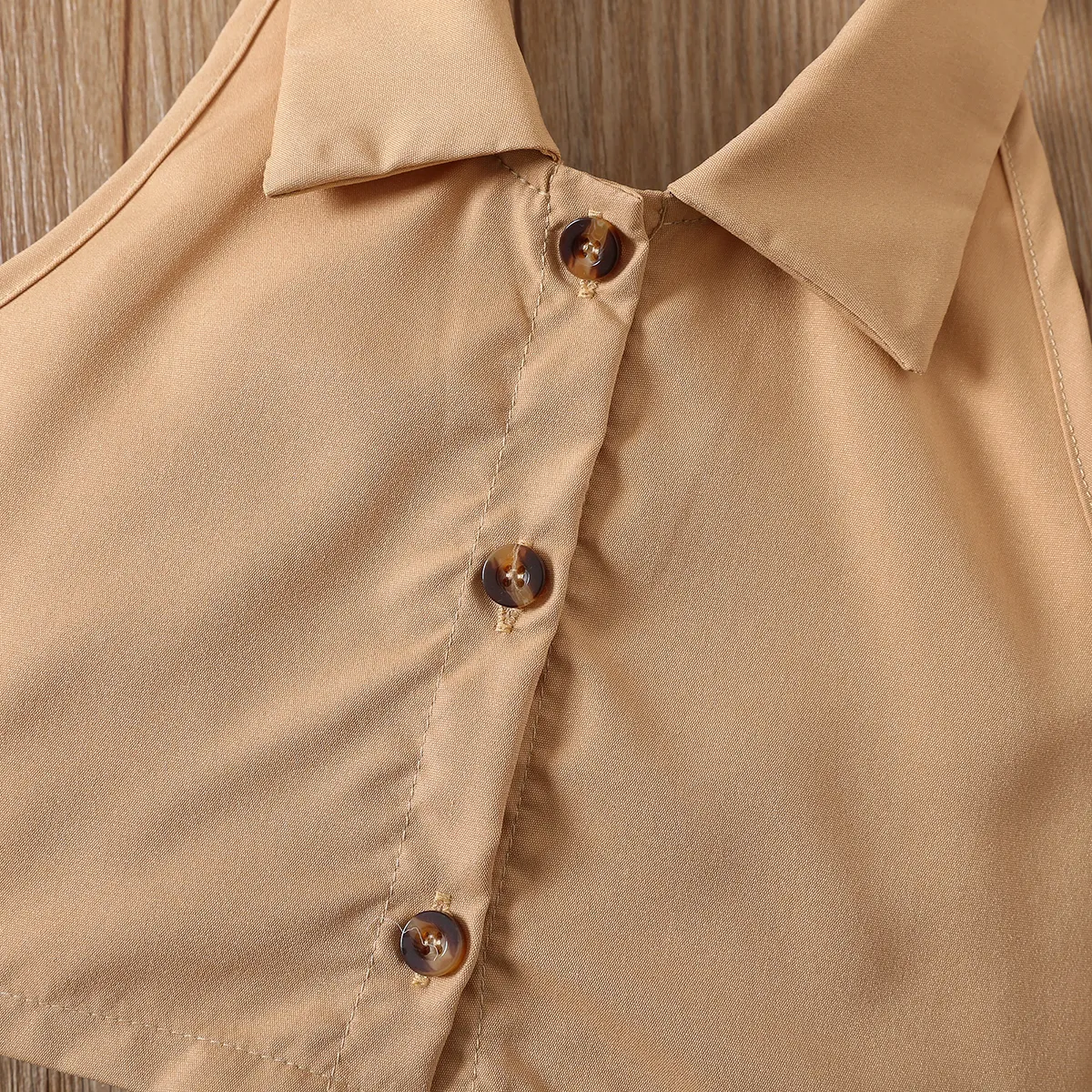 Girls' 2pcs Brown Halter Short Skirt Set - Avant-garde Style Khaki big image 1