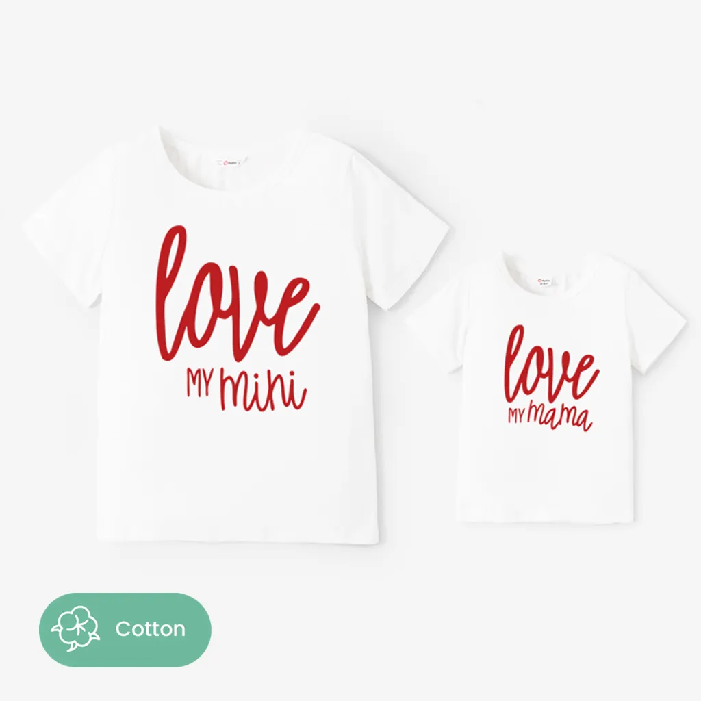 Mother's Day Mommy and Me Love Theme Short Sleeves Tops White big image 1