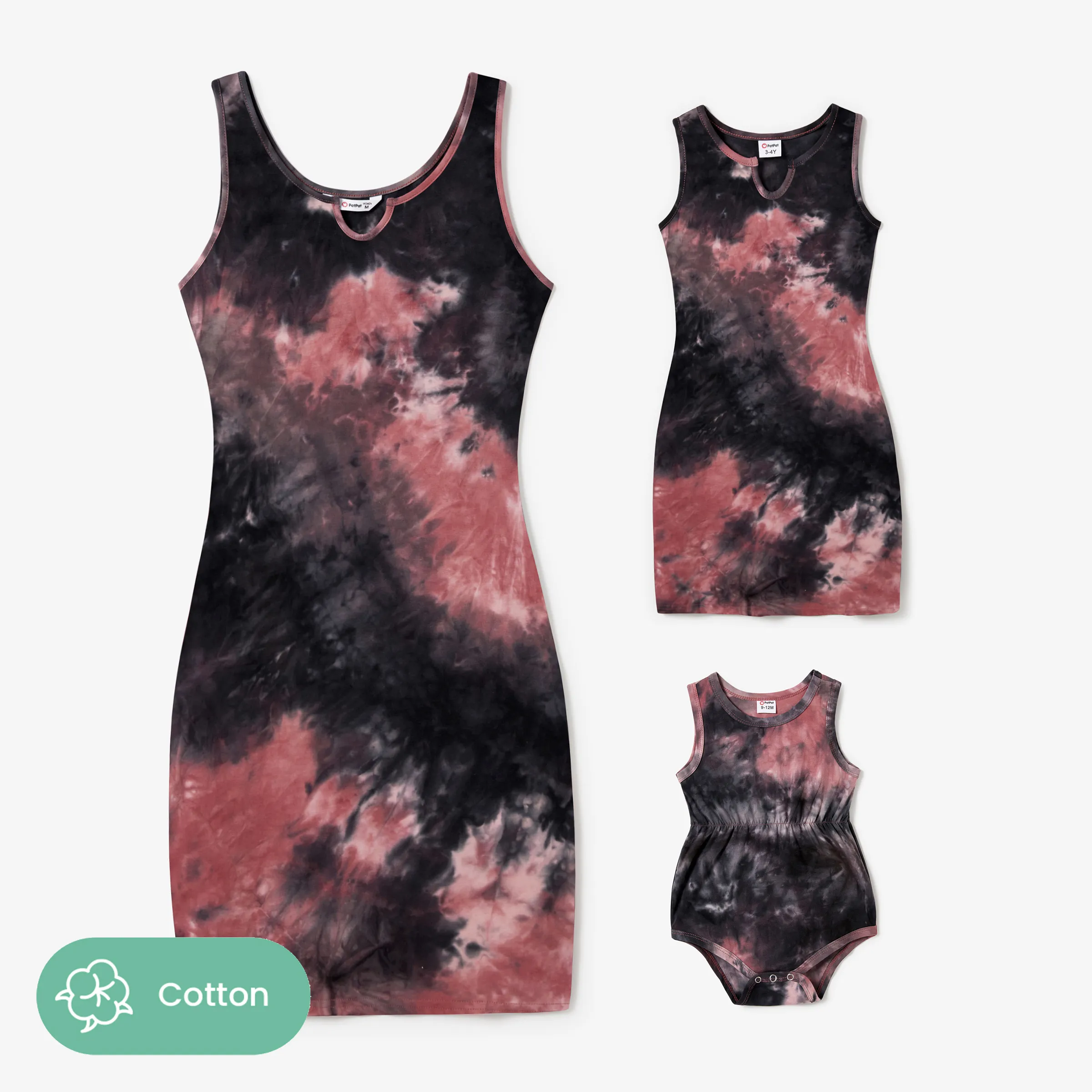 

Mommy and Me Black and Red Tie-Dyed Sleeveless Body-con Dress