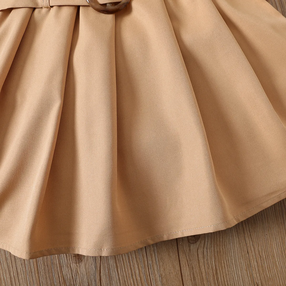 Girls' 2pcs Brown Halter Short Skirt Set - Avant-garde Style Khaki big image 1