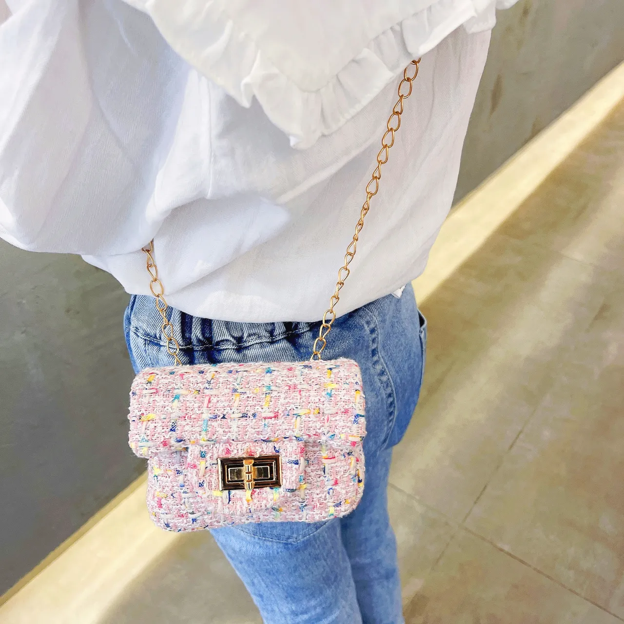 Kleinkind / Kinder Mädchen Sweet Style Leinen und Baumwolle Umhängetasche Kettentaschen  rosa big image 1