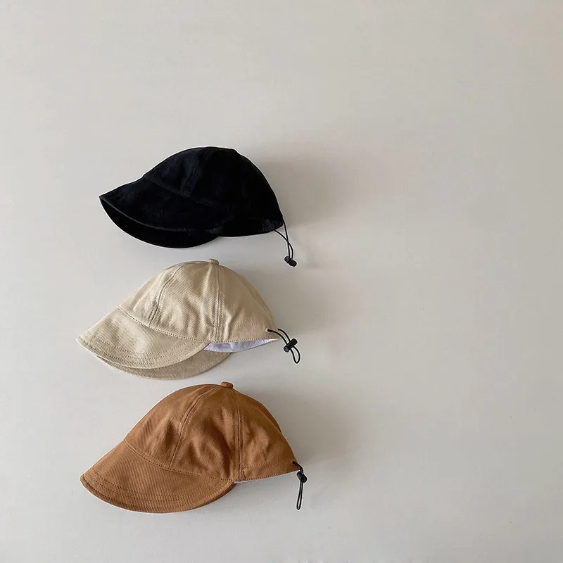 Sombreros con cordón de ala ancha de color sólido de estilo casual para bebés/niños pequeños Caqui big image 1