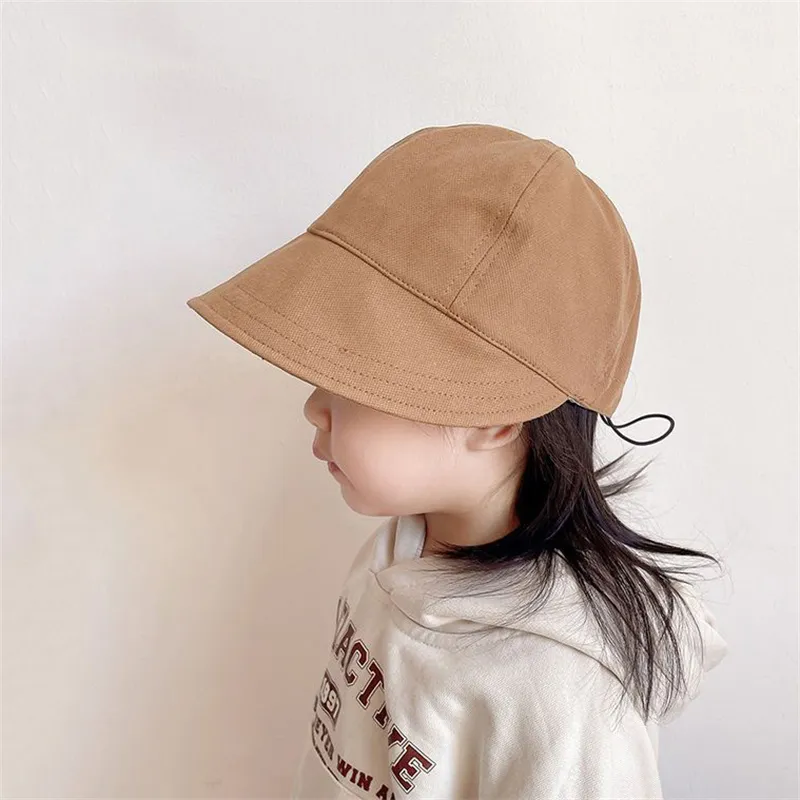 Sombreros con cordón de ala ancha de color sólido de estilo casual para bebés/niños pequeños Café big image 1