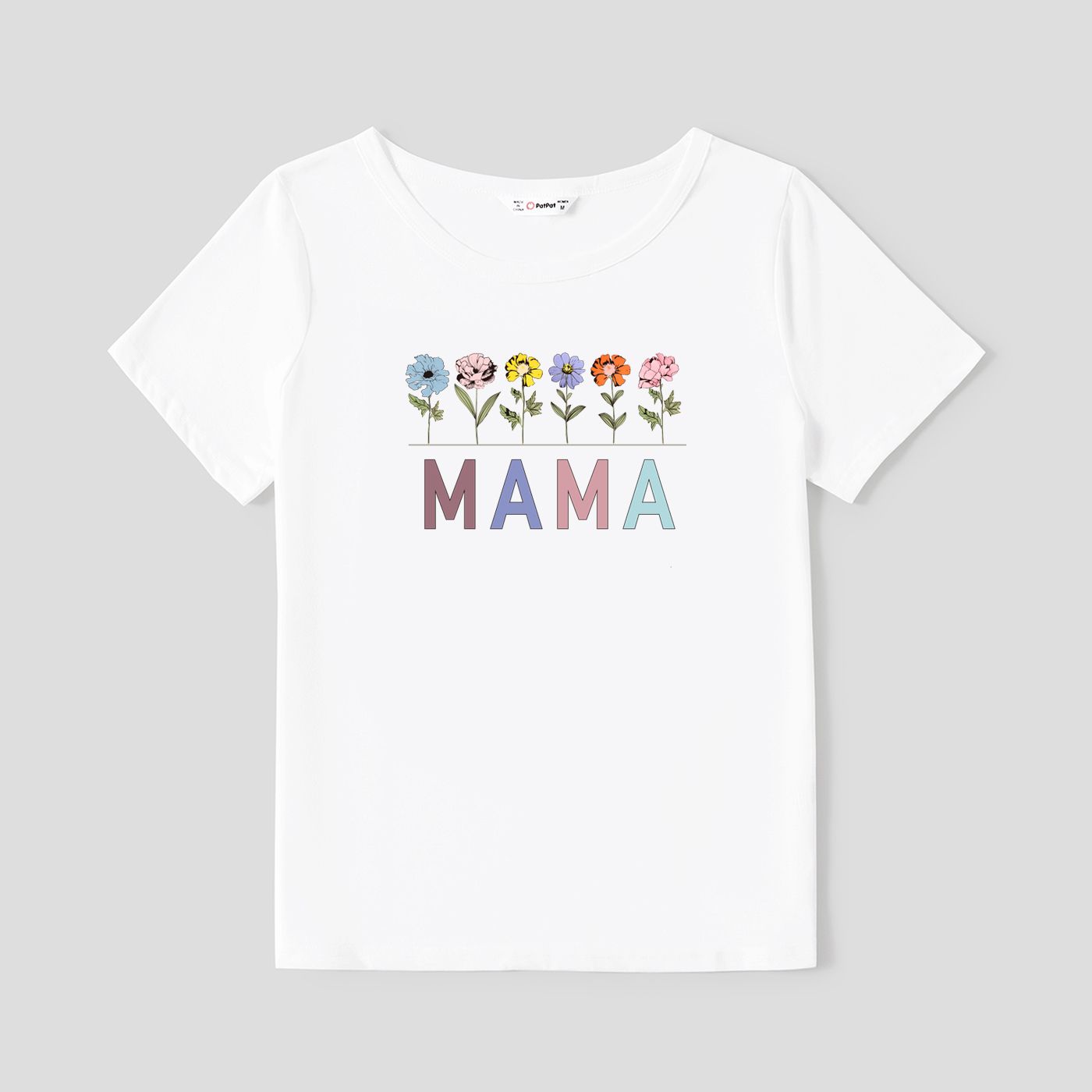 Mother's Day Mommy and Me Flower Pattern Letter Print Short Sleeves Tops
