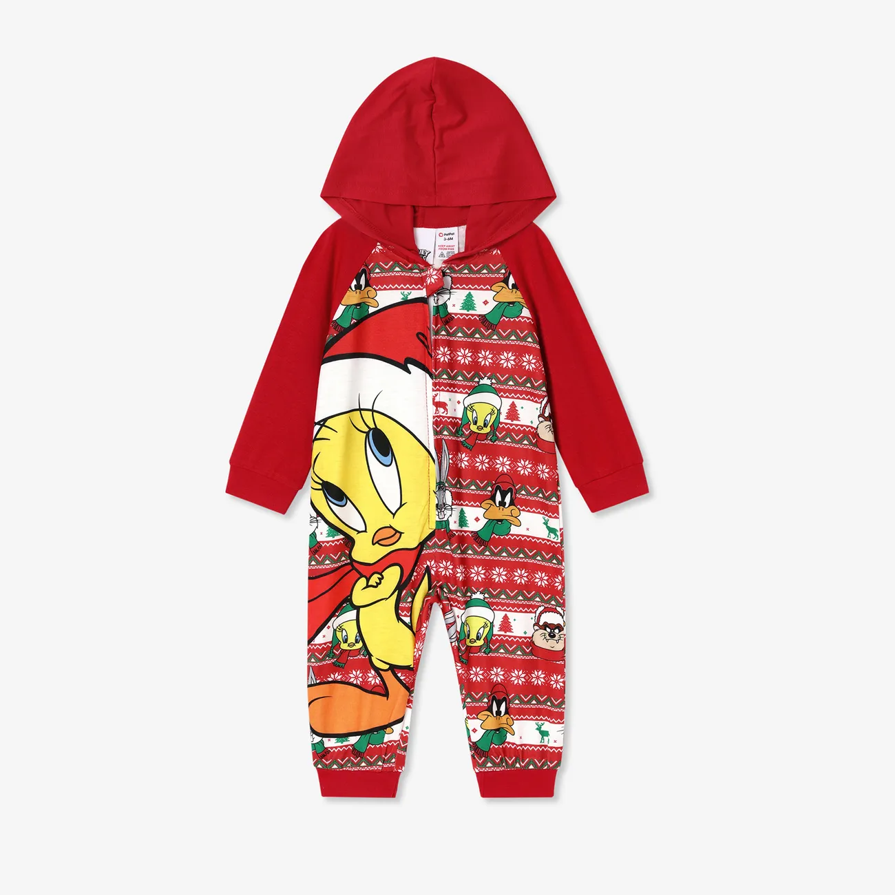Looney Tunes Noël Look Familial Manches longues Tenues de famille assorties Pyjamas (Flame Resistant) Rouge big image 1