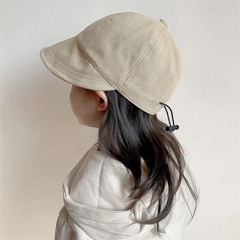 Baby/Kleinkind/Kind Lässiger Stil Einfarbige Hüte mit breitkrempigem Kordelzug khaki big image 1