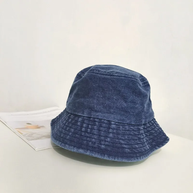 Mommy and Me Matching Casual Denim Blue Fisherman Hats Blue big image 1