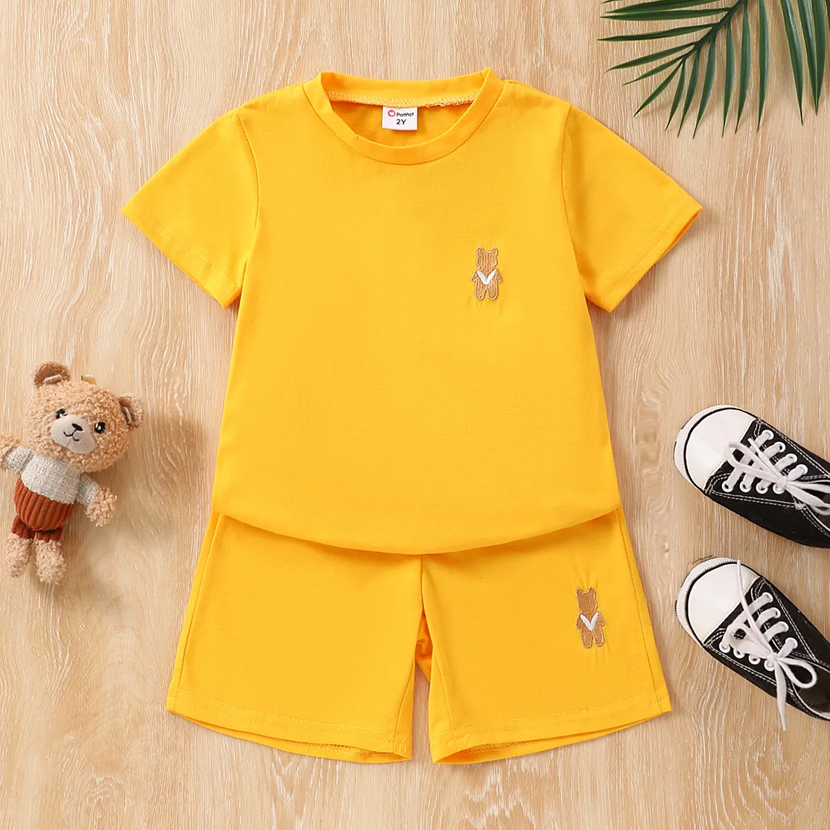 Toddler Boy 2pcs Casual Solid Tee and Shorts Set