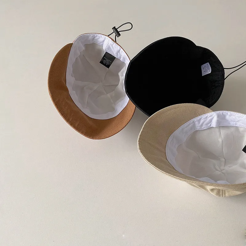 Sombreros con cordón de ala ancha de color sólido de estilo casual para bebés/niños pequeños Negro big image 1