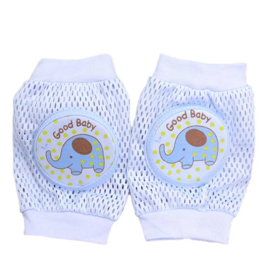 Protector de rodilla de esponja de malla multicolor con patrón de elefante bebé Azul big image 1