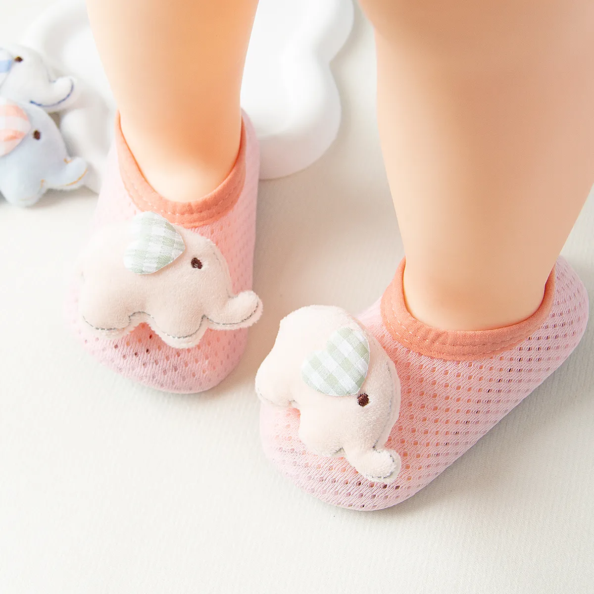 Baby/Toddler Boy/Girl Elephant Applique Anti-Slip Floor Socks  Pink big image 1