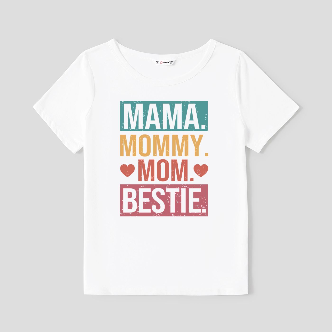Mother's Day Mommy and Me Short Sleeves Colorful Text Design Bestie Top