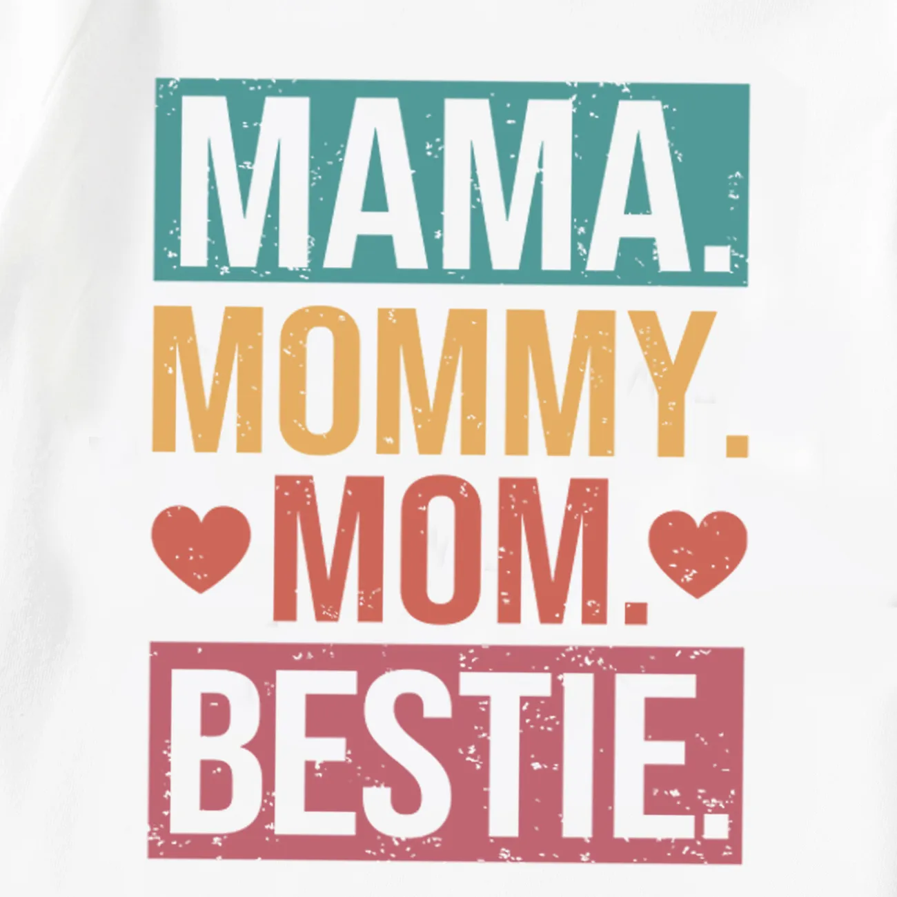 Mother's Day Mommy and Me Short Sleeves Colorful Text Design Bestie Top  White big image 1