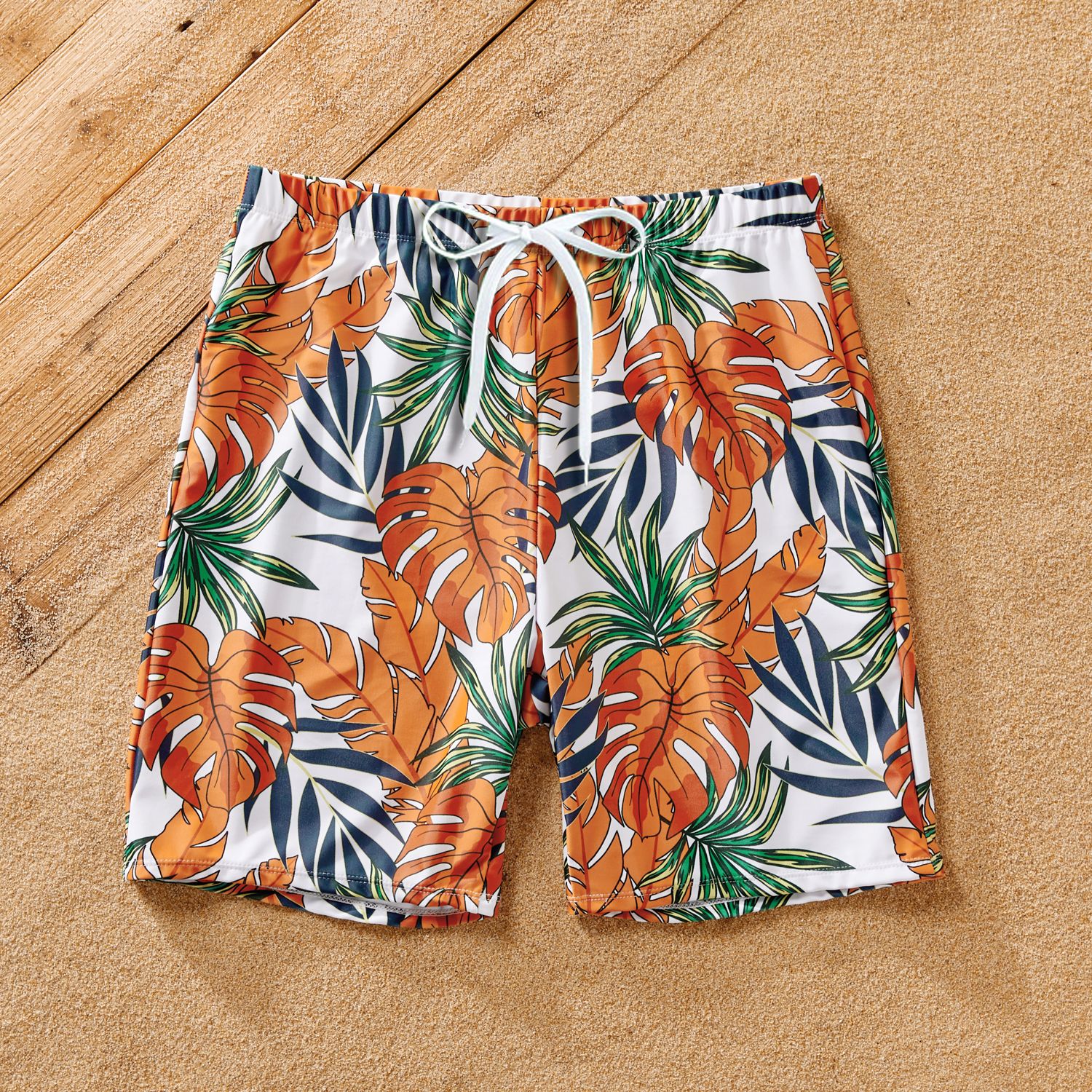Family Matching Tropical Plant Print Two-piece Swimsuit and Swim Trunks Shorts