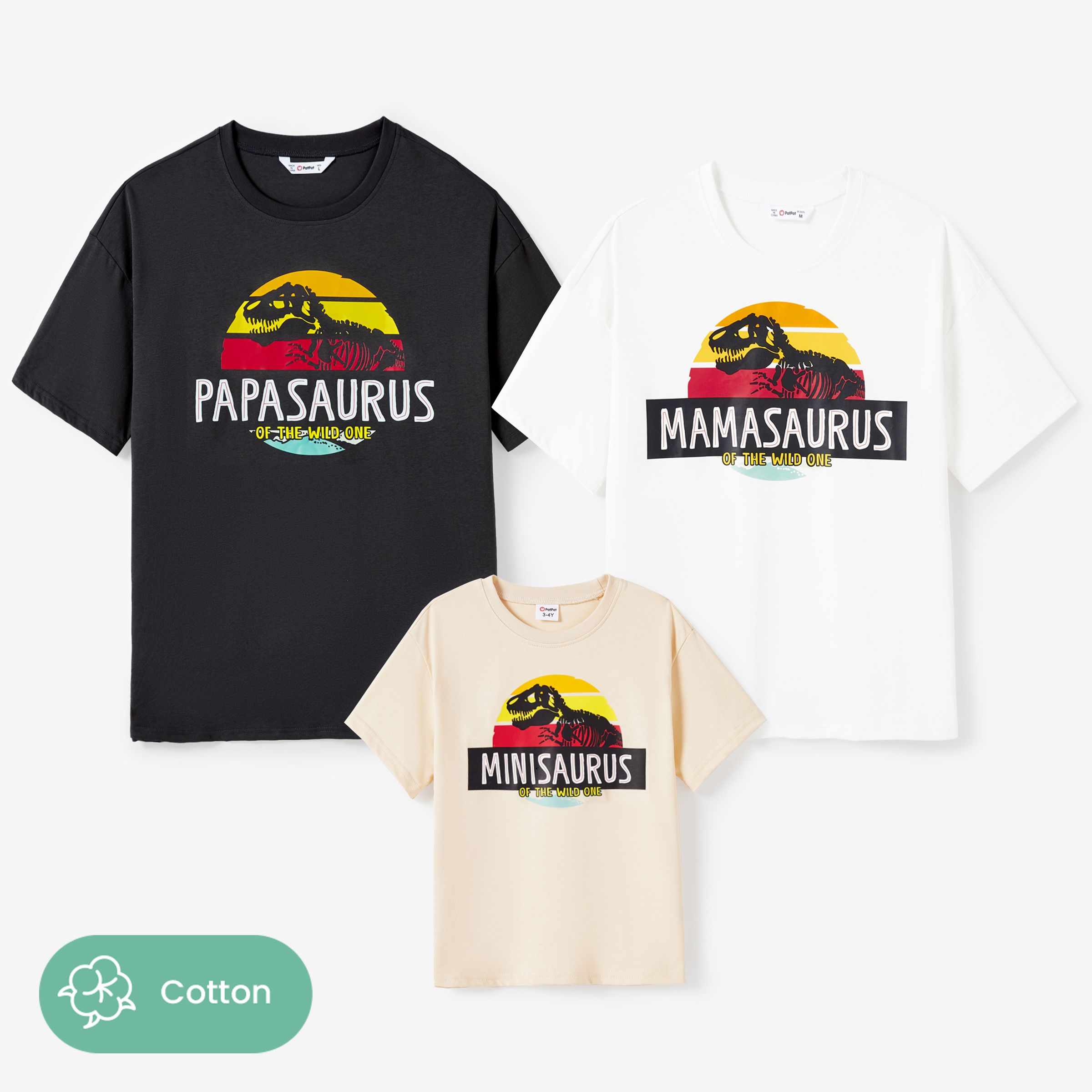 

Family Matching Short-Sleeve Cotton Dinosaur Graphic Tee