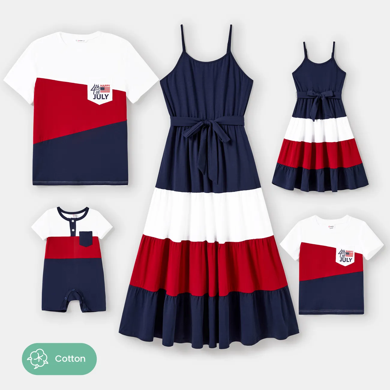 Nationalfeiertag Familien-Looks Tanktop Familien-Outfits Sets Mehrfarben big image 1