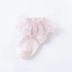 Baby / Kleinkind Mädchen Süßer Stil Einfarbige Spitze Rand Mesh Socken rosa