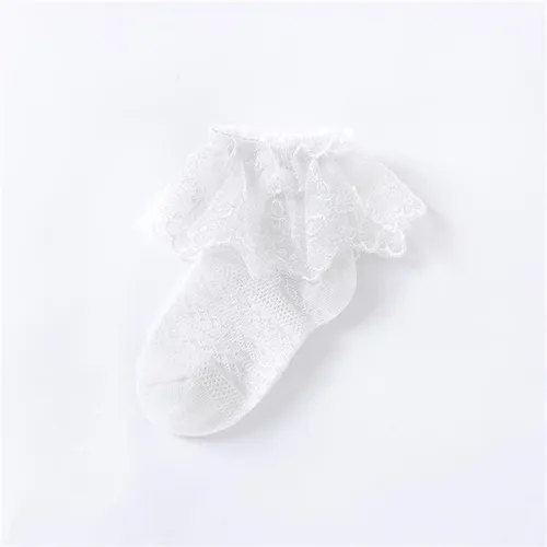 Baby/toddler Girl Sweet Style Solid Color Lace Edge Mesh Socks