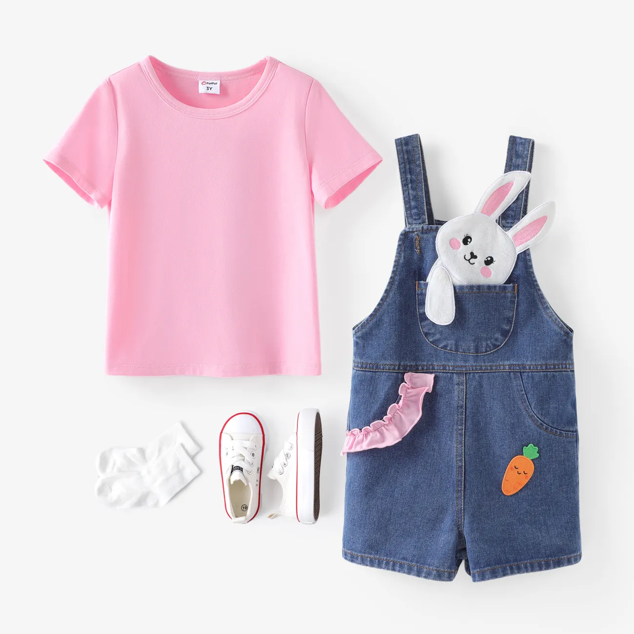 2件 小童 女 立體造型 童趣 兔仔 t 卹套裝 粉色 big image 1