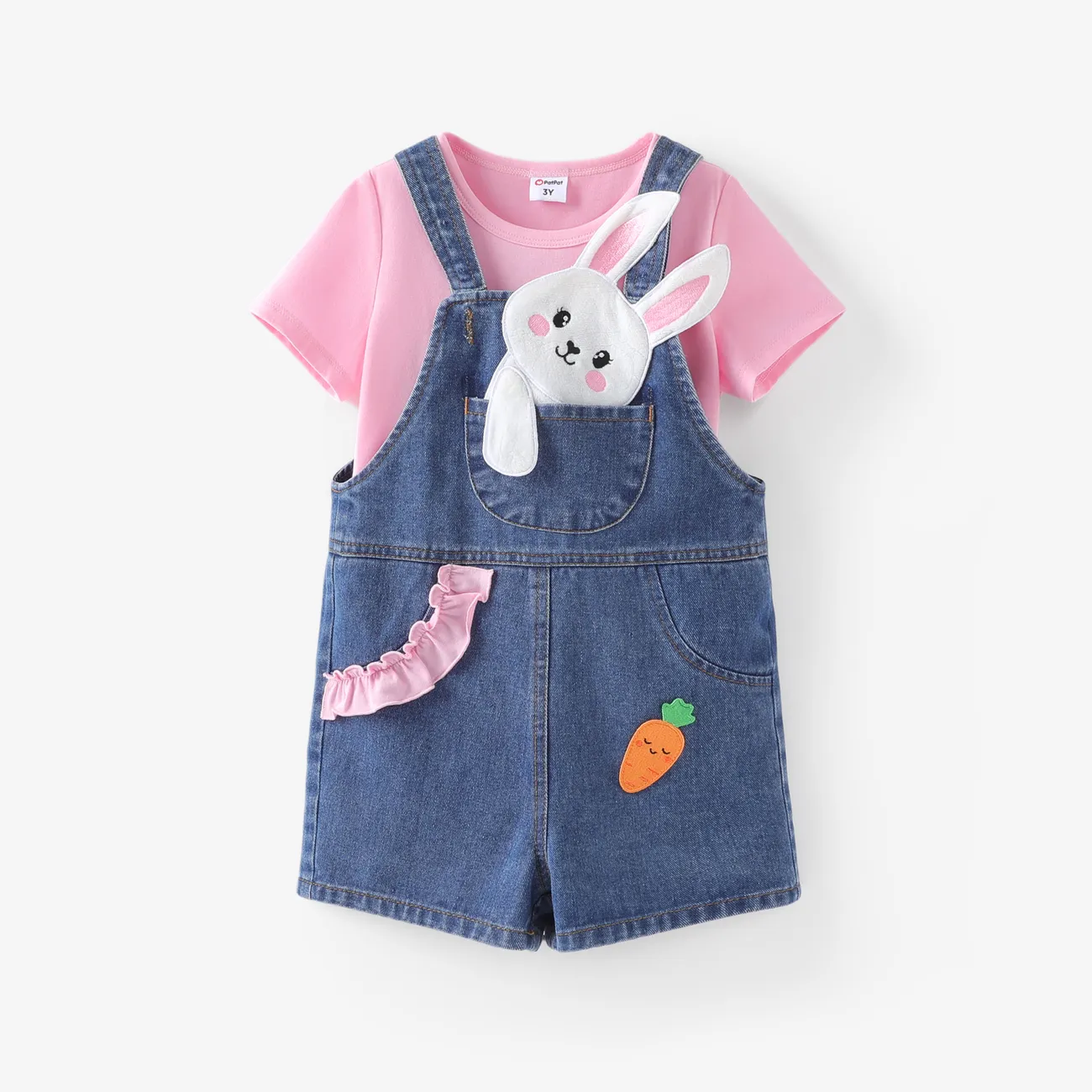2 unidades Niño pequeño Chica Hipertáctil Infantil Conejo conjuntos de camiseta Rosado big image 1