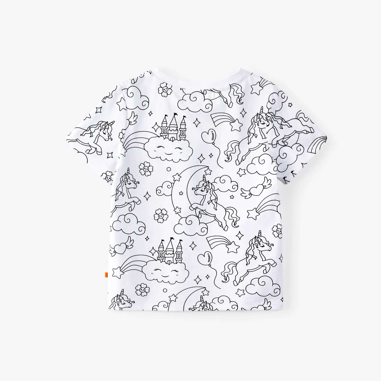 WonderArtist T-Shirt para colorir crianças / crianças com 10 pacotes de marcadores têxteis Preto e branco big image 1
