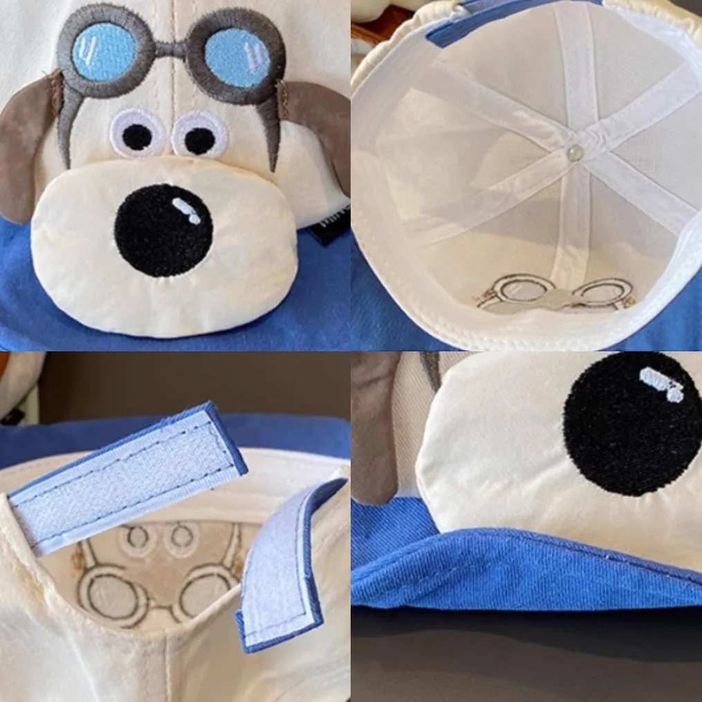 男嬰/女孩可愛的小狗設計棒球帽 藍色 big image 1