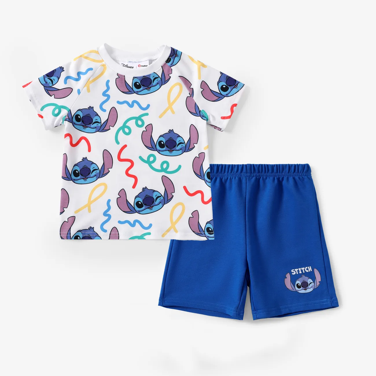 Disney Stitch Toddler Boys 2pcs Naia™ Character Doodle Print Tee with Shorts Set White big image 1