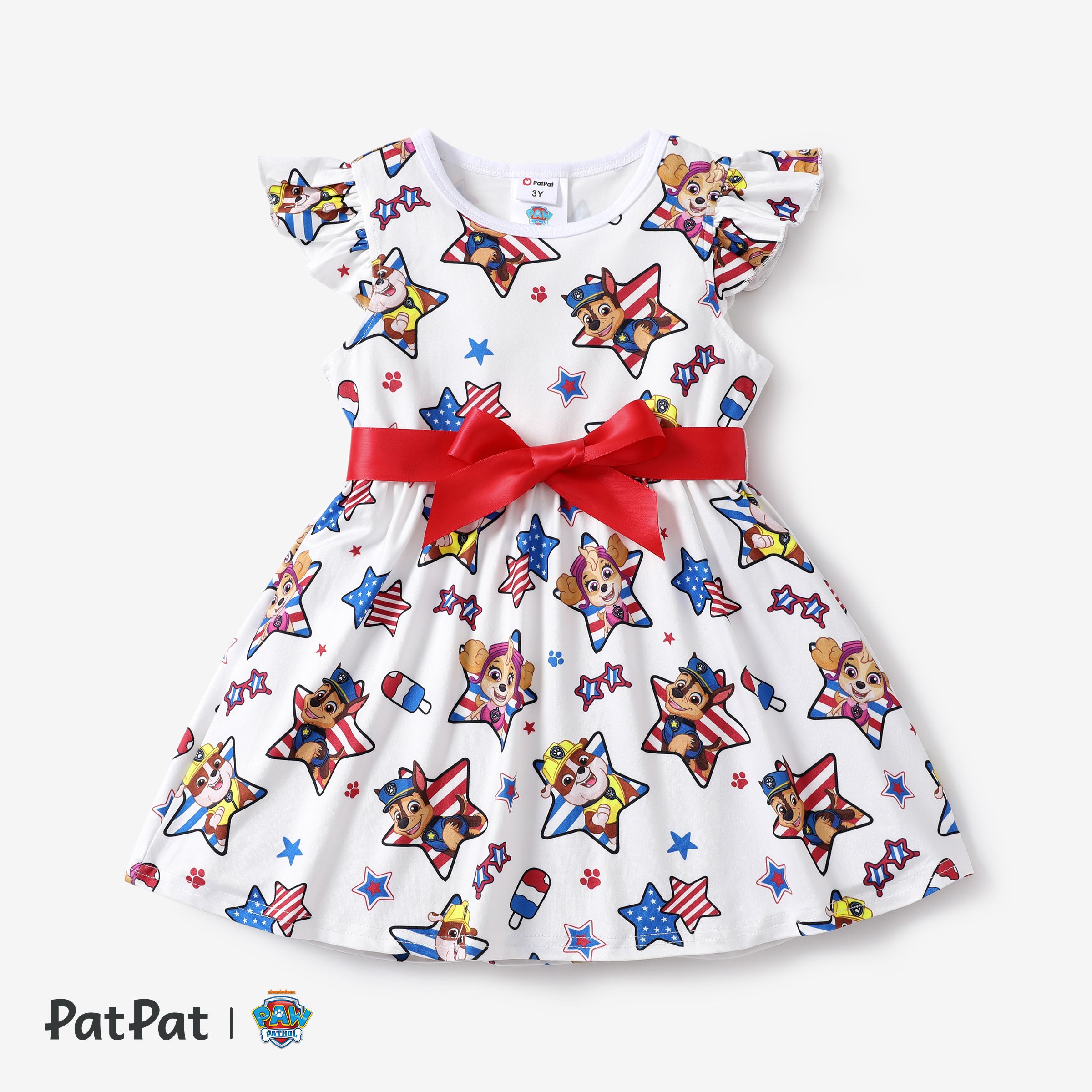 Paw Patrol Toddler Girls Independence Day 1pc Character Paw and Flag Star Pentagram All-over Print B