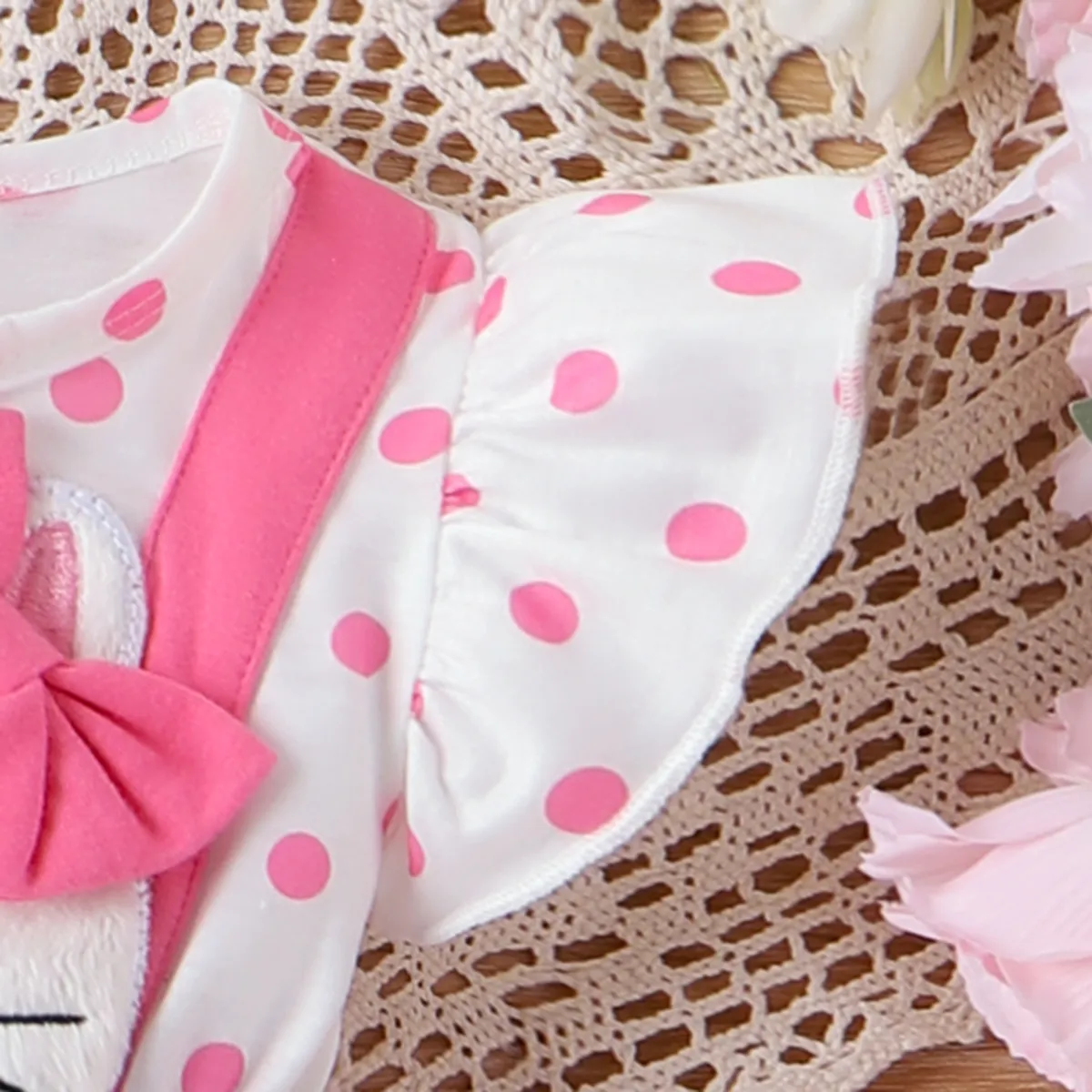 Baby Girl Sweet Hyper-Tactile 3D Giraffe Short Sleeve Jumpsuit Pink big image 1