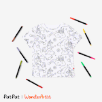 WonderArtist T-shirt à colorier pour tout-petit/enfant garçon/fille avec lot de 10 marqueurs textiles noir et blanc