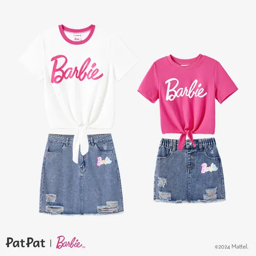 Barbie Mommy and Me Colorful Classic Letter Logo Print Denim Skirt