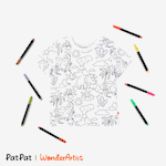 WonderArtist Camiseta para colorear para niños pequeños/niños/niñas con juego de marcadores textiles de 10 unidades Dino