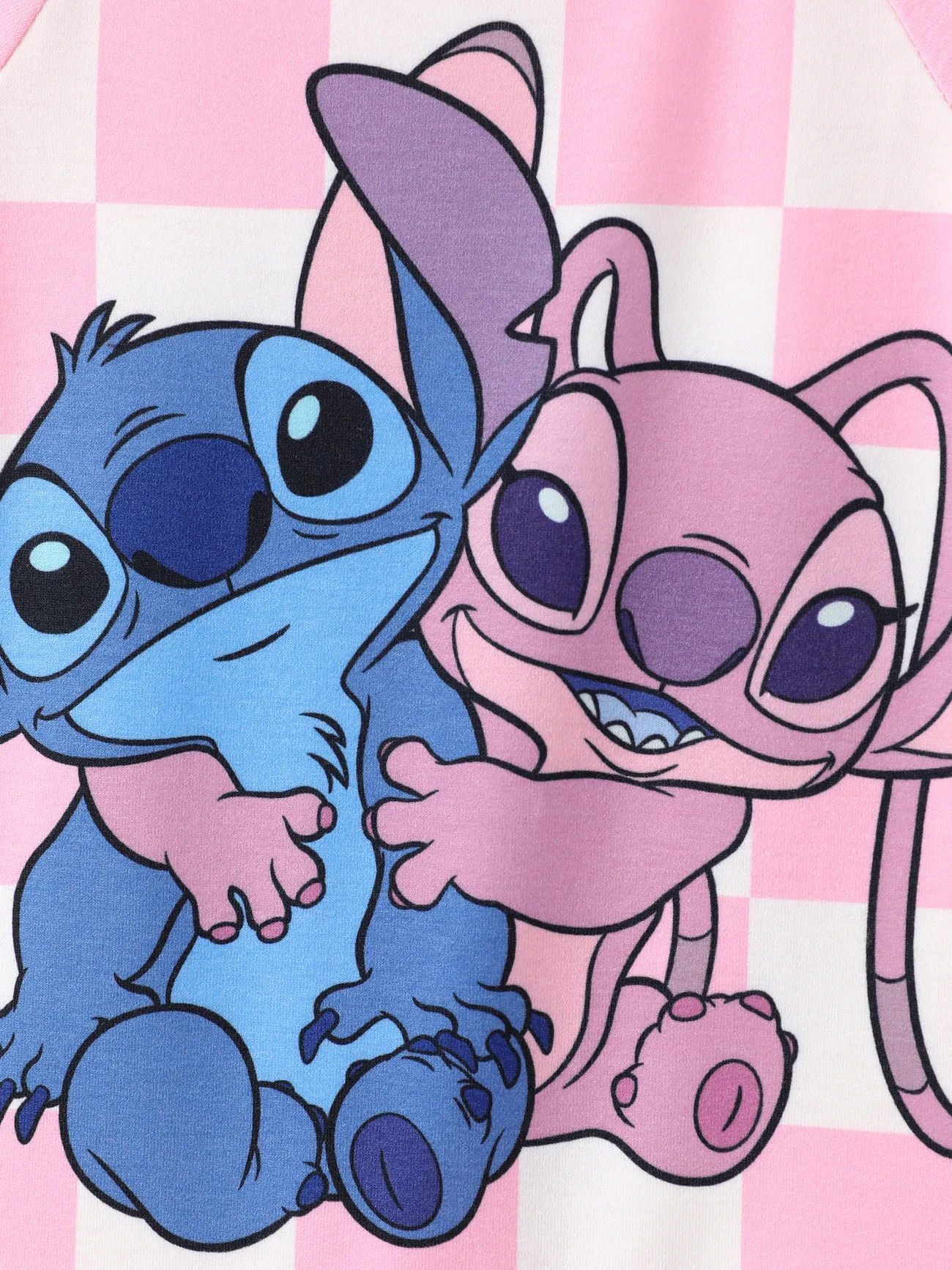 Disney Stitch Baby Boys/Girls 1pc Naia™ Character Grid/chessboard Print Romper Pink big image 1