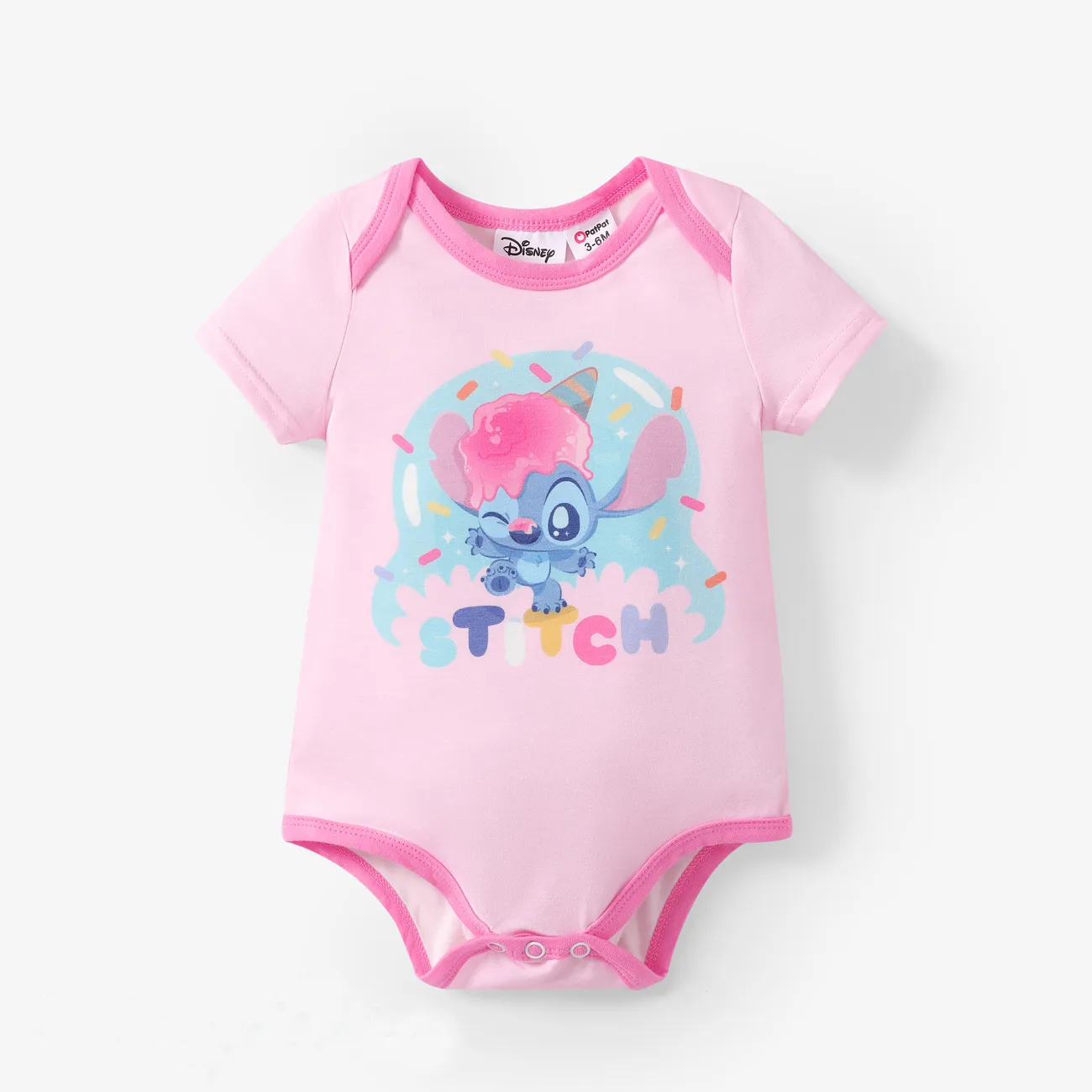Disney Stitch Baby Girls 1pc Naia™ Cotton Ice Cream Bubble Print Onesie  Pink big image 1