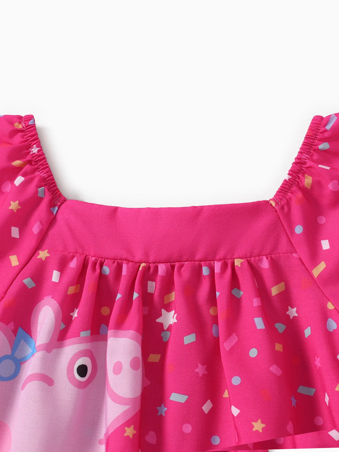 Peppa Pig Toddler Girls 2pcs Sweet Character Cake Print Square necklines Dress with a Lovely Hat Set Roseo big image 1