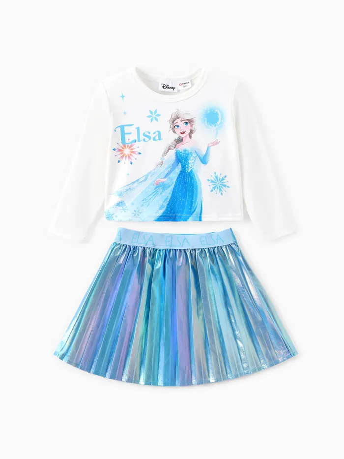 Disney Frozen Toddler Girls Elsa 2pcs Naia™ Sweatshirt com conjunto de saia metálica