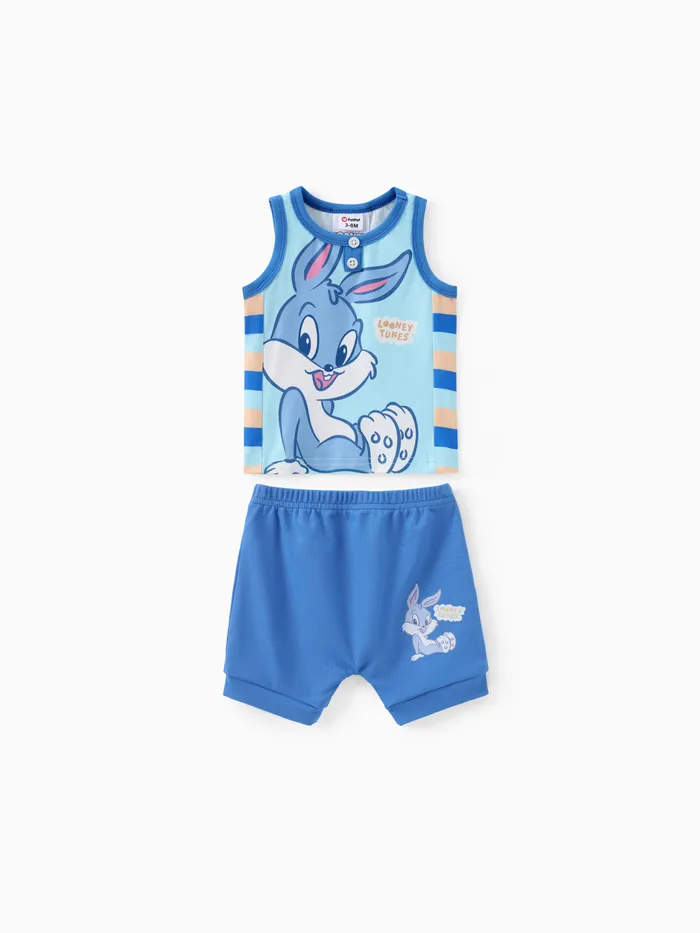 Looney Tunes Baby Girls/Boys 2pcs Character Striped Print Tank Top with Cotton Shorts Set