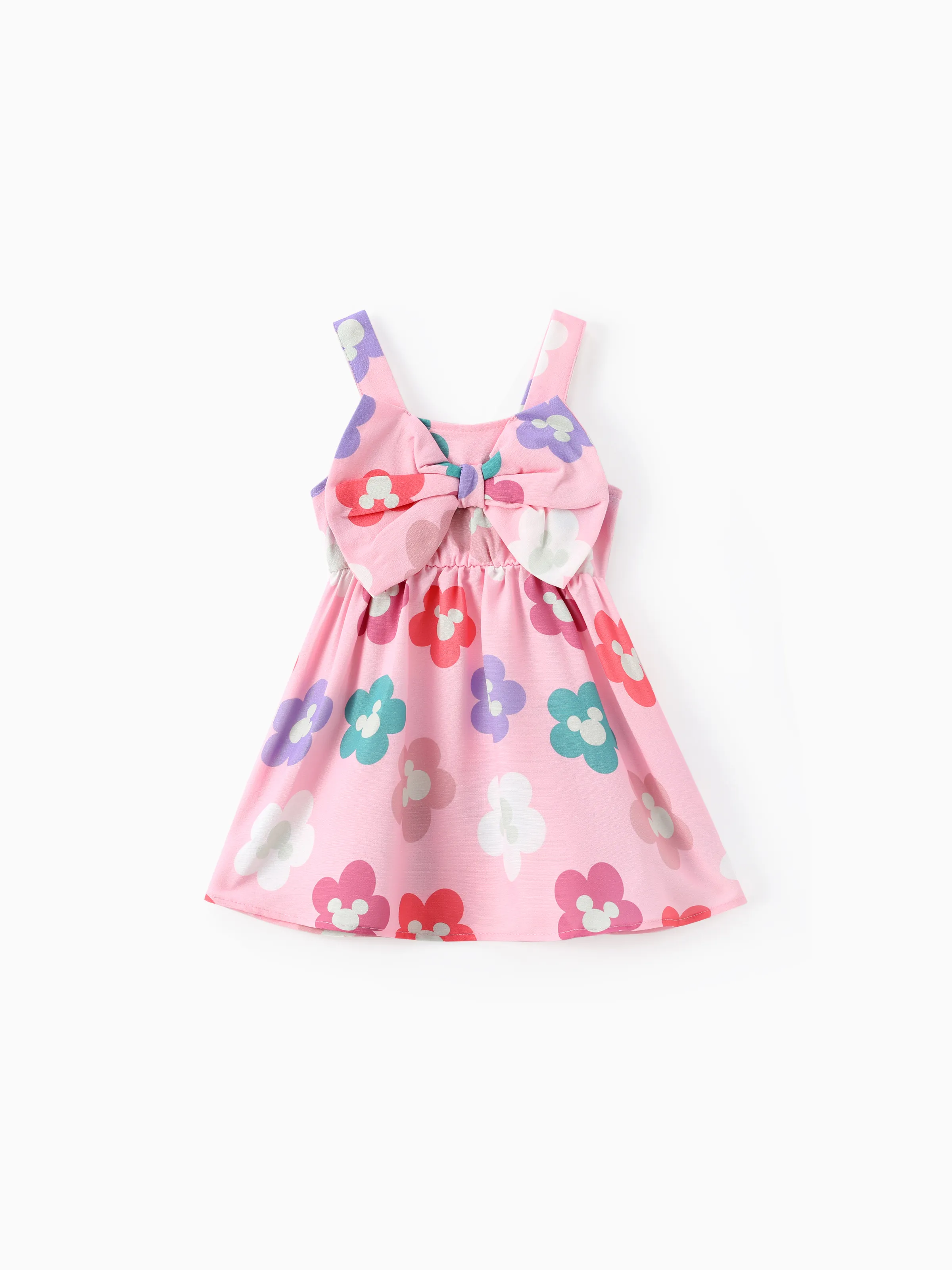 

Disney Mickey and Friends Baby Girls 1pc Floral Minnie Print Bowknot Sleeveless Dress