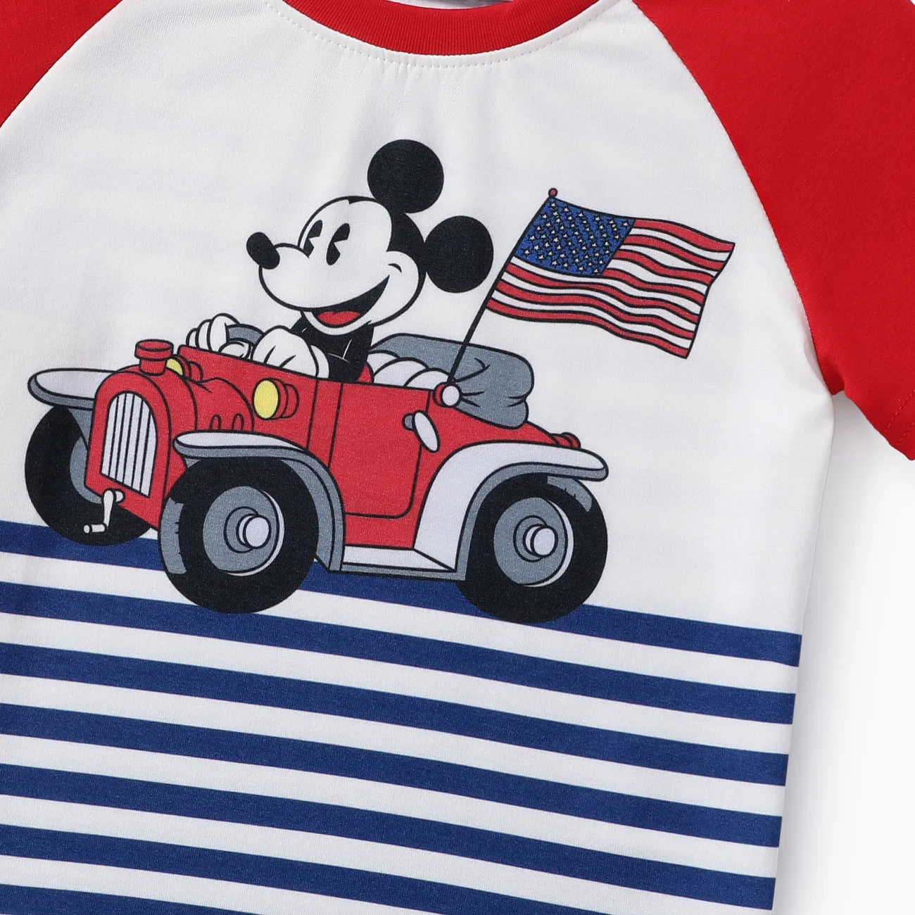 Disney Mickey and Friends Nationalfeiertag Kleinkinder Jungen Stoffnähte Kindlich Kurzärmelig T-Shirts rot-Weiss big image 1