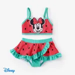 Disney Mickey and Friends Baby/Toddler Girls 2pcs Warermellon Polka Dots Embroidered Minnie Patch Swimsuit Watermelonred