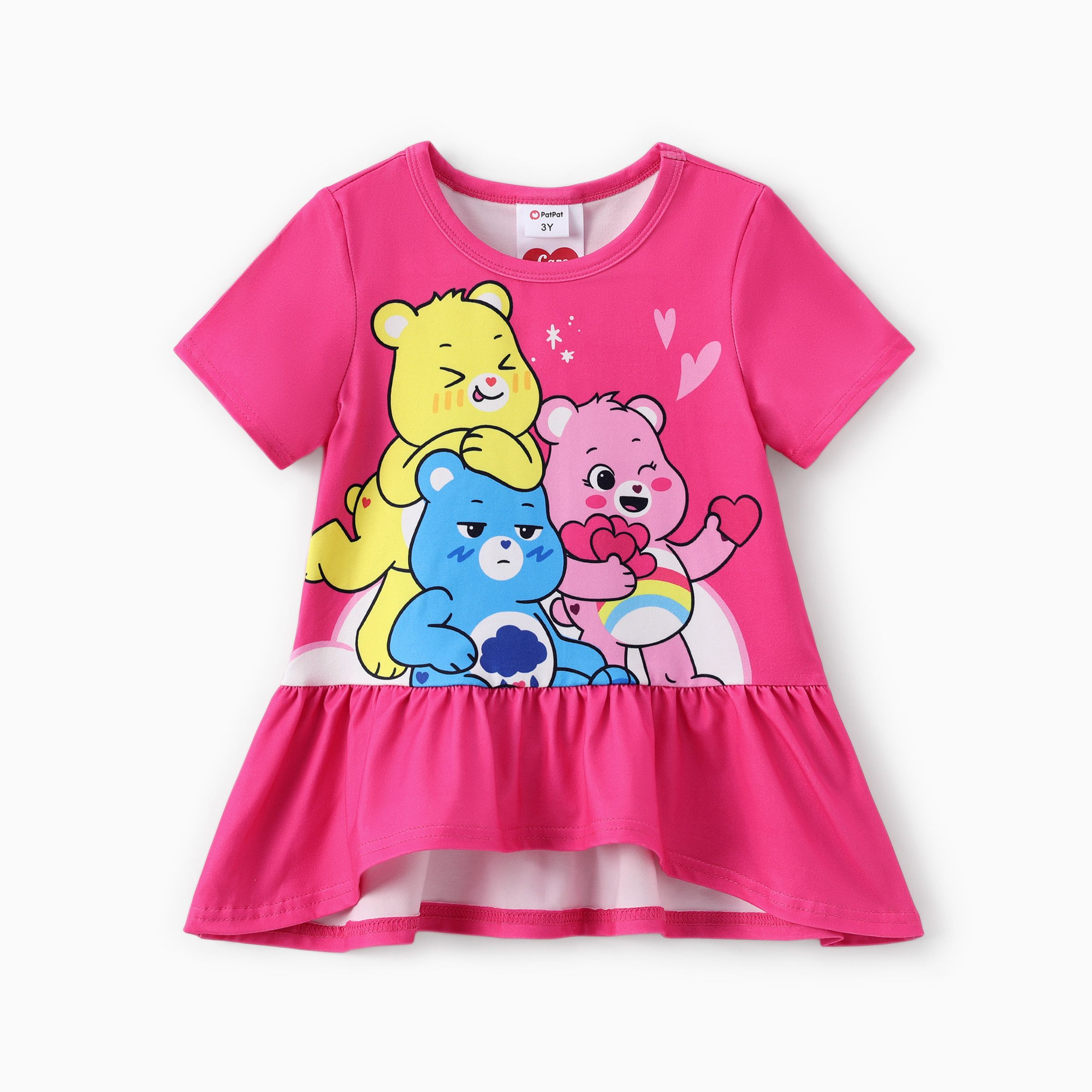 

Care Bears Toddler Girls 2pcs Character Hear-pattern Print Ruffle-hem Top with Pants Set