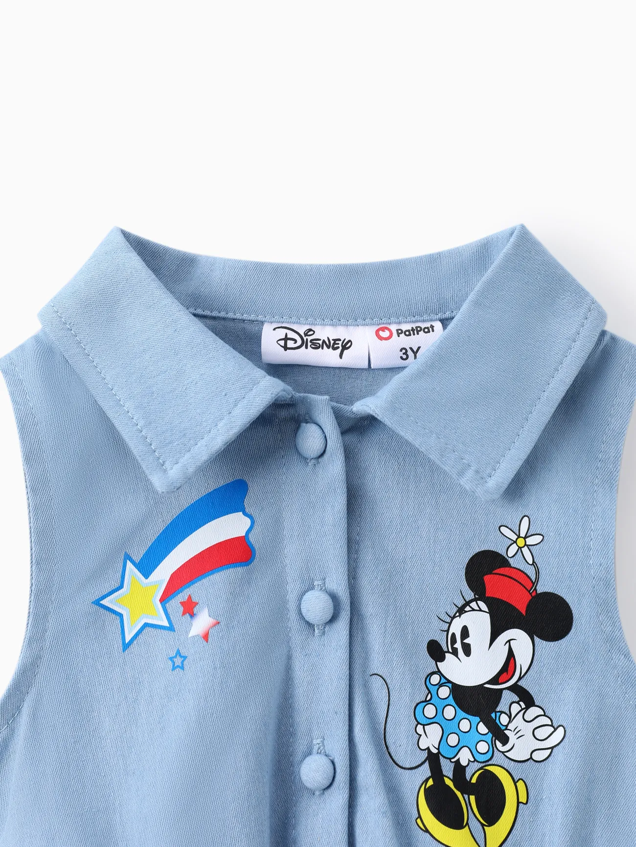 DENIMBLUE - Disney Mickey and Friends Toddler Girls Independence Day 1pc Star Character Print Denim-like Sleeveless Dress - image 2