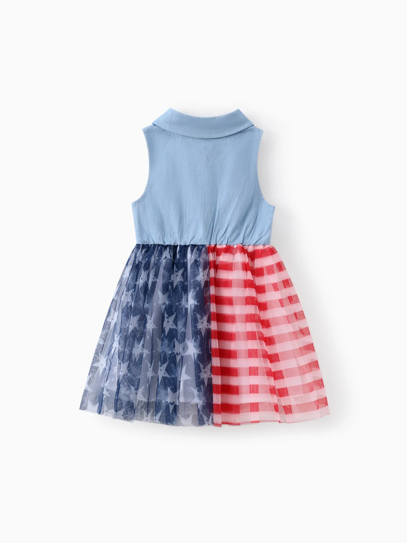 DENIMBLUE - Disney Mickey and Friends Toddler Girls Independence Day 1pc Star Character Print Denim-like Sleeveless Dress - image 7