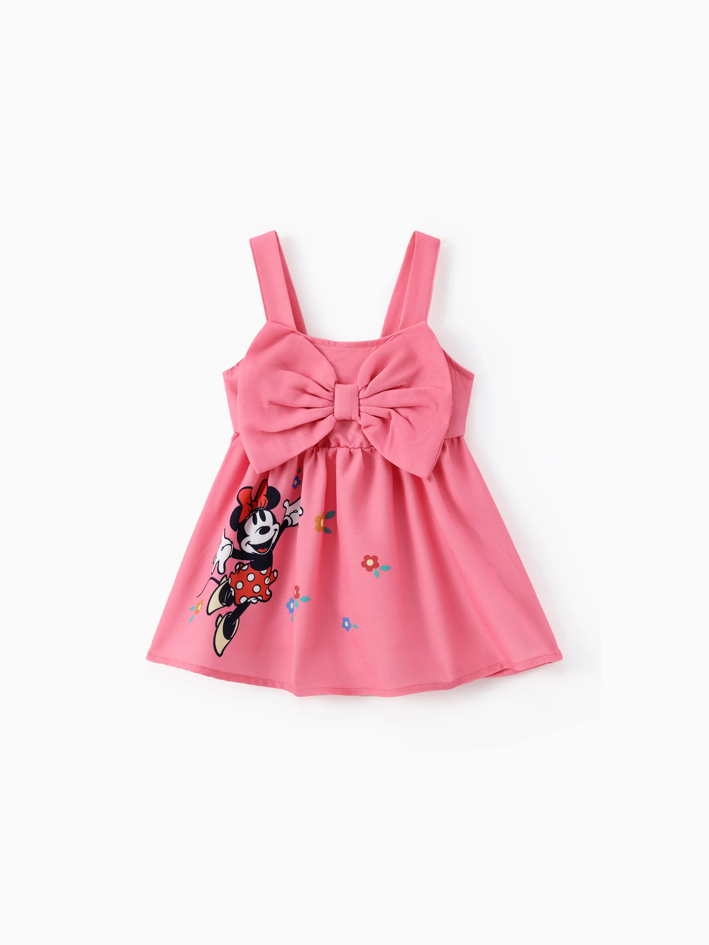 

Disney Mickey and Friends Baby Girls 1pc Floral Minnie Print Bowknot Sleeveless Dress